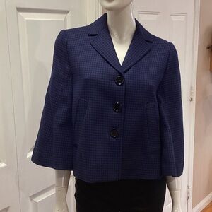 Moschino Blue and Black Check Cape Blazer